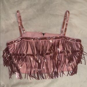 Altar'd State Pink Sequin Crop Top